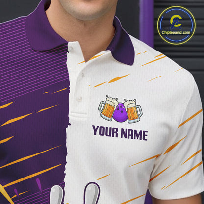 Beer Bowling Shirts Purple&White Beer Bowling Jersey for Team Women Men Bowl League MBL259