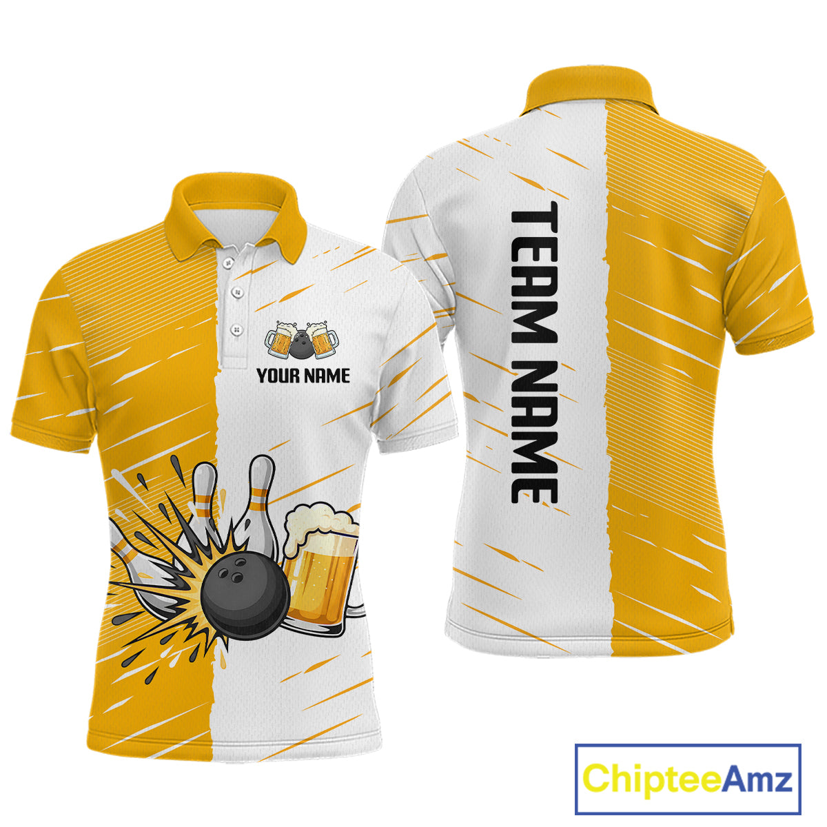Beer Bowling Shirts Yellow&White Beer Bowling Jersey for Team Women Men Bowl League MBL259