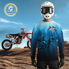 Load image into Gallery viewer, Dinosaur Motocross Jersey Blue Lightning Dirt Bike Shirts for Men Kid Women Racing Jersey XM412