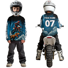 Load image into Gallery viewer, Blue Motocross Jersey Smoke Dirt Bike Shirts for Men Kid Women Racing Off road Jersey XM413