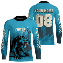 Load image into Gallery viewer, Wolf Motocross Jersey Blue Custom Dirt Bike Shirts Men Kid Women Motorcycle Jersey XM418