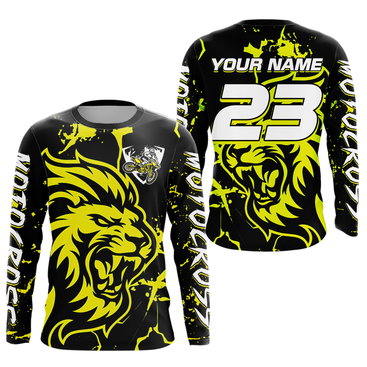 Yellow Lion Custom Motocross Racing Jersey Kid Women Men Dirt Bike Shirts Riding Shirt XM422