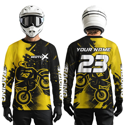 Yellow Motocross Jersey for Kid Women Men Personalized Dirt Bike Shirts Racing Shirt XM426