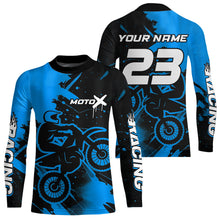 Load image into Gallery viewer, Blue Motocross Jersey for Kid Women Men Personalized Dirt Bike Shirts Racing Shirt XM426