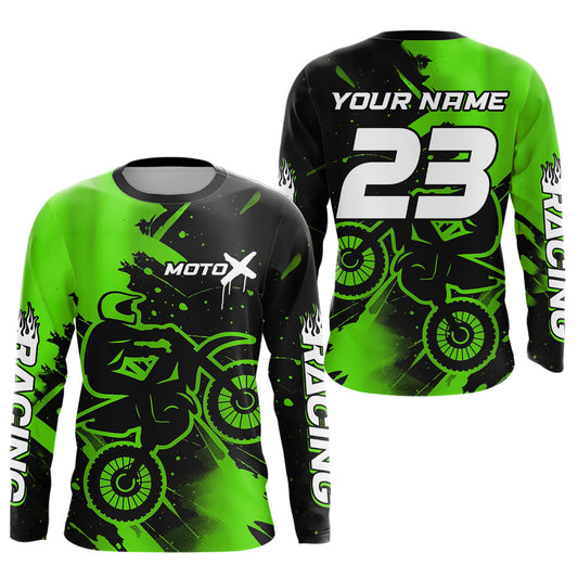 Green Motocross Jersey for Kid Women Men Personalized Dirt Bike Shirts Racing Shirt XM426