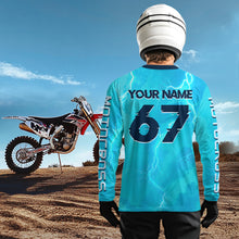 Load image into Gallery viewer, Lightning Blue Motocross Jersey for Kid Women Men Custom Dirt Bike Shirts Racing Shirt XM429