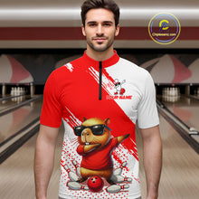 Load image into Gallery viewer, Funny Squirrel Bowling Shirts Team Men Women Bowling Jerseys Red Bowling Polo 1/4 Zip MBL215