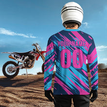 Load image into Gallery viewer, Pink and Blue Motocross Jersey Custom Men Women Kid Dirt Bike Shirts Riding Shirt XM439