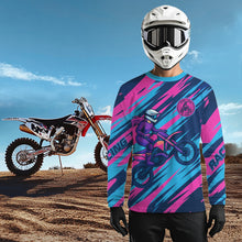 Load image into Gallery viewer, Pink and Blue Motocross Jersey Custom Men Women Kid Dirt Bike Shirts Riding Shirt XM439