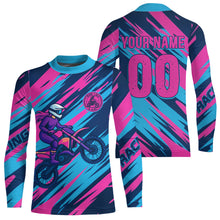 Load image into Gallery viewer, Pink and Blue Motocross Jersey Custom Men Women Kid Dirt Bike Shirts Riding Shirt XM439