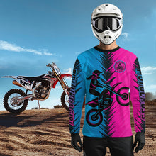 Load image into Gallery viewer, Pink and Blue Custom Motocross Jersey Men Women Kid Dirt Bike Shirts Motorcycle Shirt XM440