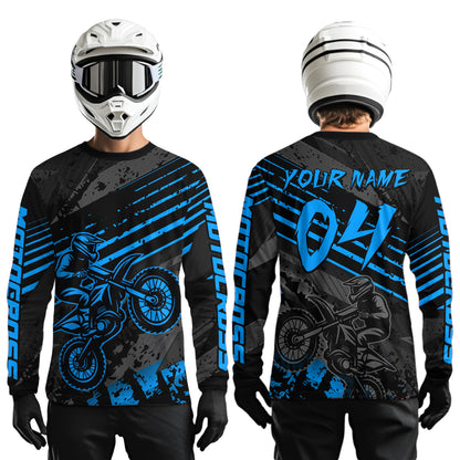 Blue Custom Motocross Racing Jersey for Men Women Kid Dirt Bike Shirts Riding Shirt XM444