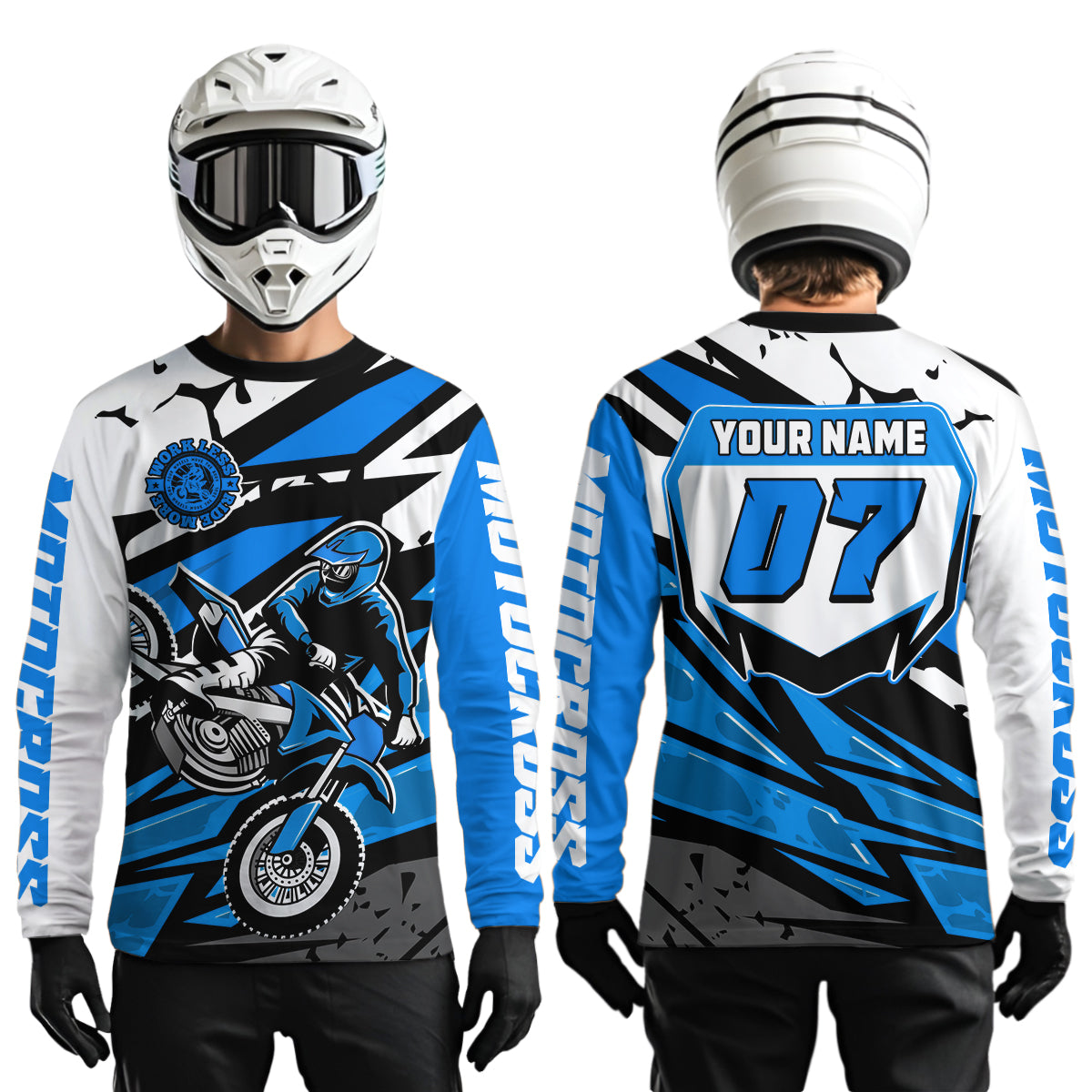 Blue Motocross Racing Jersey for Men Women Kid Custom Dirt Bike Shirts Riding Shirt XM446