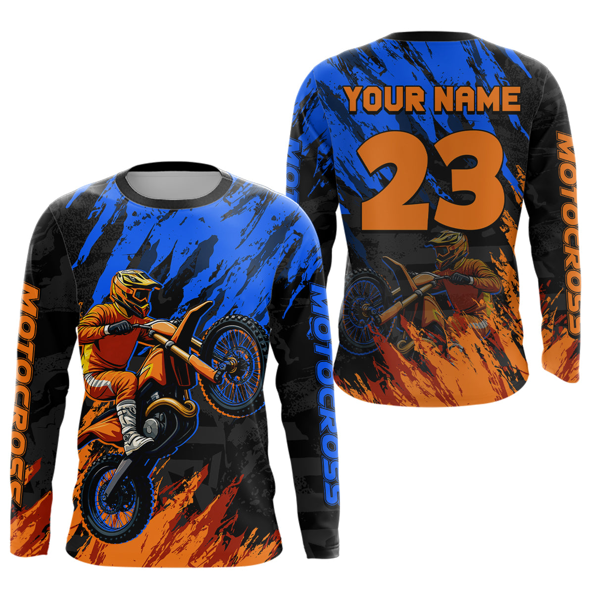 Blue and Orange Motocross Racing Jersey Men Women Kid Dirt Bike Motorcycle Shirt XM448
