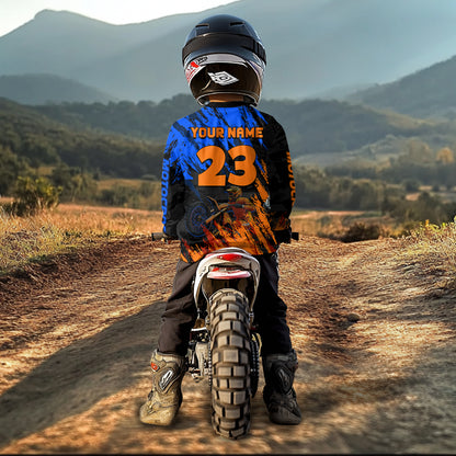 Blue and Orange Motocross Racing Jersey Men Women Kid Dirt Bike Motorcycle Shirt XM448