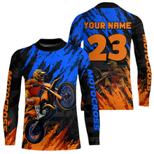 Load image into Gallery viewer, Blue and Orange Motocross Racing Jersey Men Women Kid Dirt Bike Motorcycle Shirt XM448