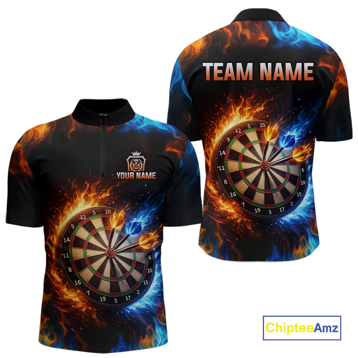 Custom Flame Darts Shirt for Men Darts Team Jerseys Dartboard Shirt Dart League NNT262