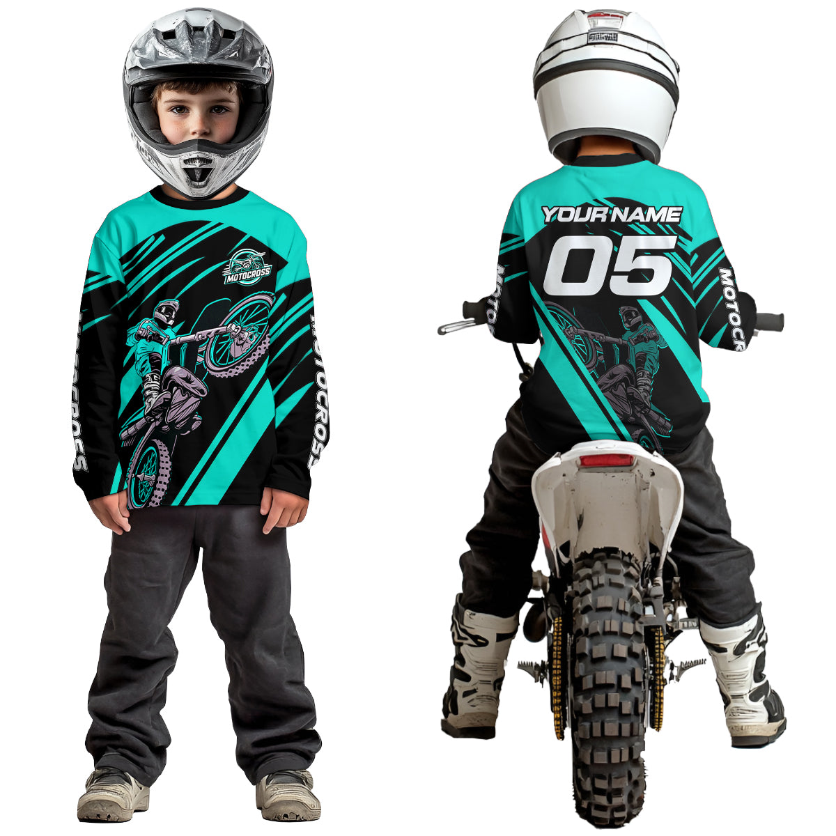 Turquoise Custom Motocross Jersey for Men Women Kid Dirt Bike Shirts Motorcycle Shirt XM456