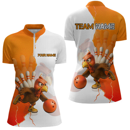 Custom Turkey Bowling Shirts for Women Men Team Orange Bowling Jerseys Thanksgiving MBL178