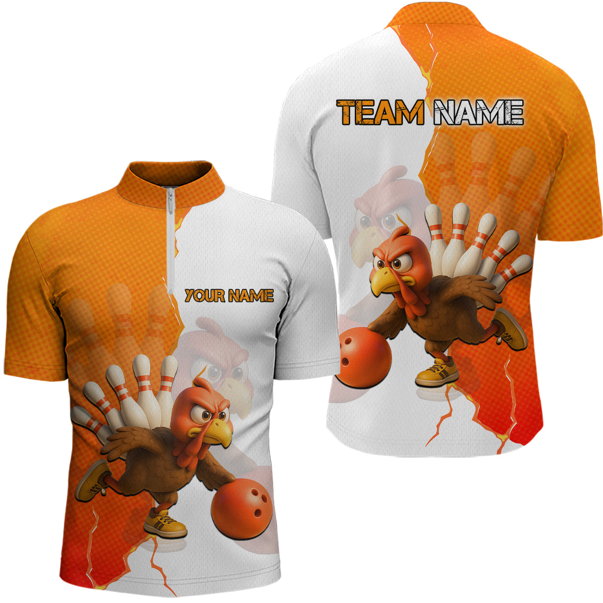 Custom Turkey Bowling Shirts for Women Men Team Orange Bowling Jerseys Thanksgiving MBL178