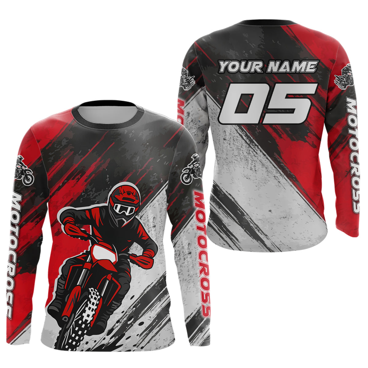 Red and Black Motocross Racing Jersey for Women Kid Men Dirt Bike Off road Shirt XM474