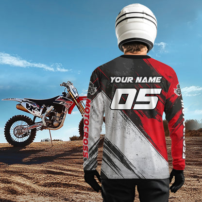 Red and Black Motocross Racing Jersey for Women Kid Men Dirt Bike Off road Shirt XM474