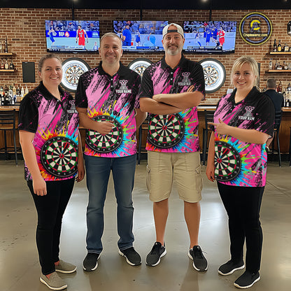 Custom Pink Colorful Paint Darts Shirt for Men Darts Team Jerseys Dartboard Shirt NNT269