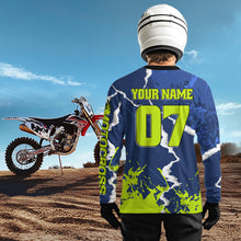 Load image into Gallery viewer, Lightning Motocross Jersey Custom Blue Dirt Bike Shirts Men Kid Women Off Road Jersey XM408