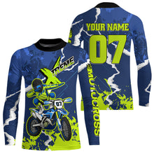 Load image into Gallery viewer, Lightning Motocross Jersey Custom Blue Dirt Bike Shirts Men Kid Women Off Road Jersey XM408