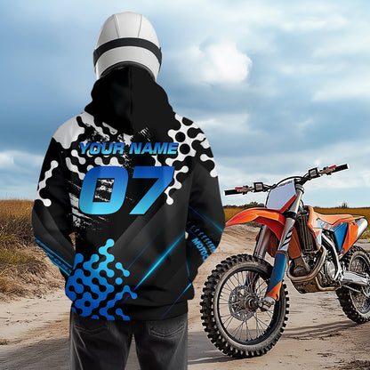 Custom Blue Motocross Hoodie for Men Women Adult Dirt Bike Racing Hoodie Shirt MH476