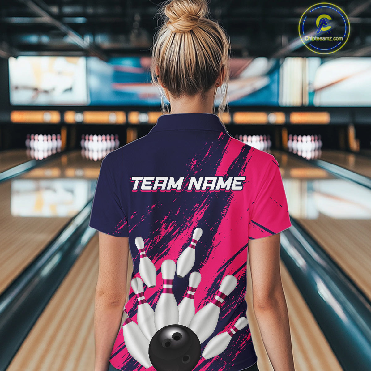 Custom Pink and Blue Bowling Shirts for Team Women Men Bowling Polo & 1/4 Zip MBL232