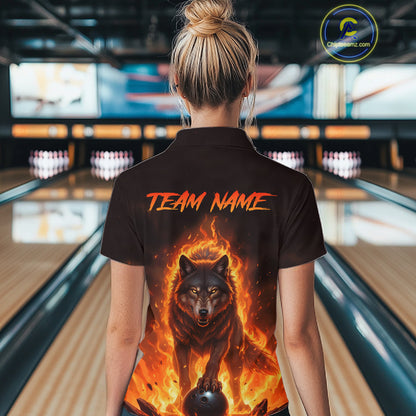 Flaming Wolf Bowling Shirts for Team Women Men Bowling Jersey Bowl Polo&1/4 Zip MBL237