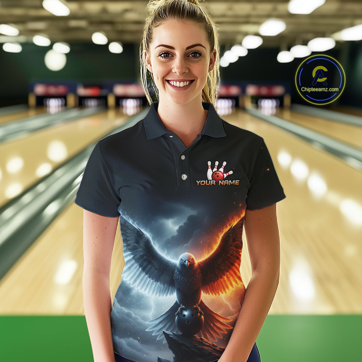 Eagle Bowling Shirts Team Women Men Custom Bowling Jersey Bowl Polo&1/4 Zip MBL240