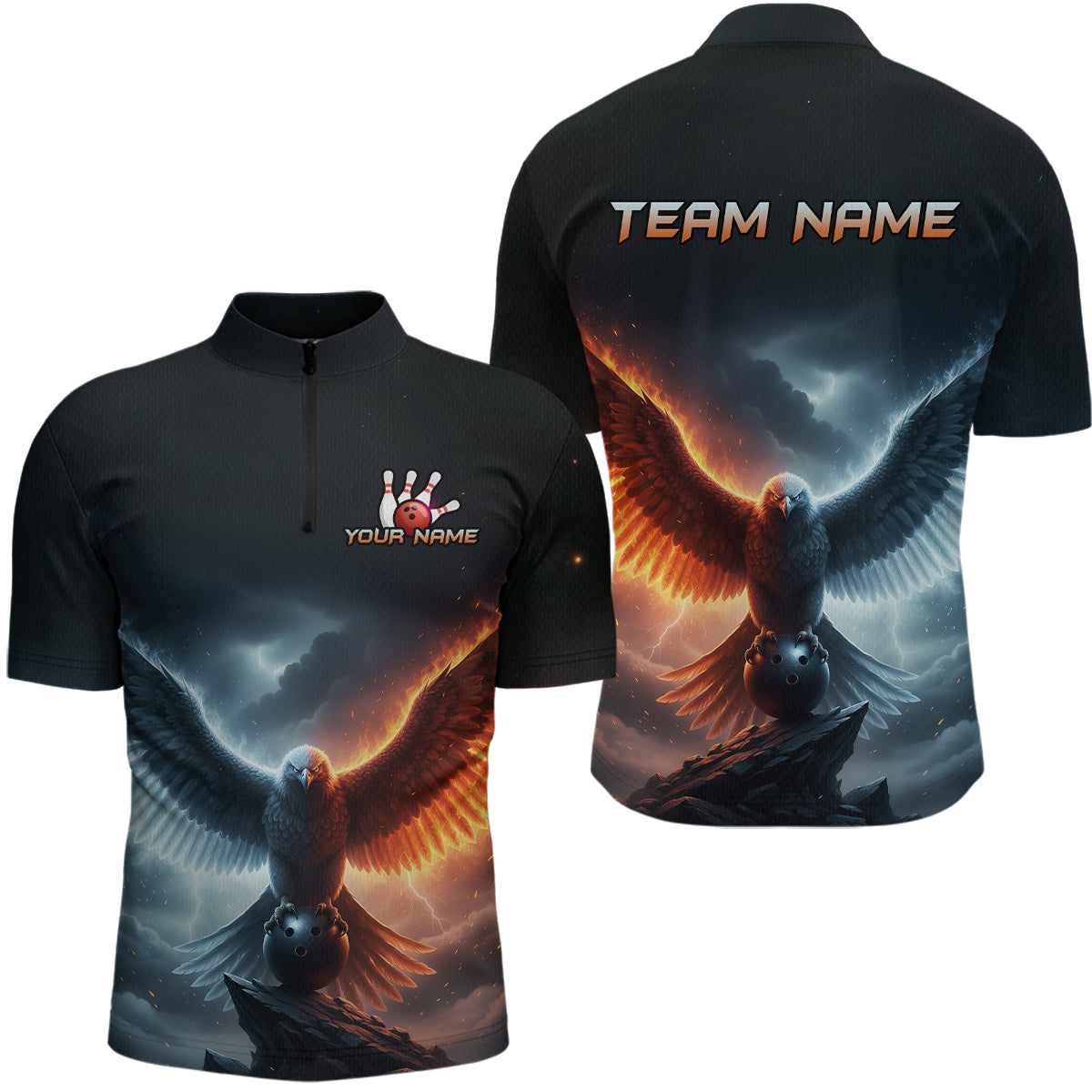 Eagle Bowling Shirts Team Women Men Custom Bowling Jersey Bowl Polo&1/4 Zip MBL240