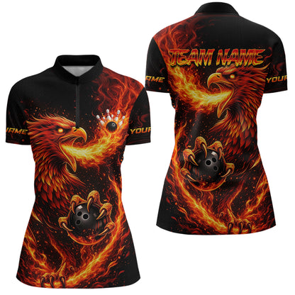 Flaming Eagle Bowling Shirts for Team Women Men Bowling Polo & 1/4 Zip Shirt Custom MBL243
