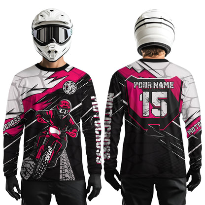Pink Motocross Jersey Custom Dirt Bike Shirts for Men Kid Women Motorcycle Shirt XM488