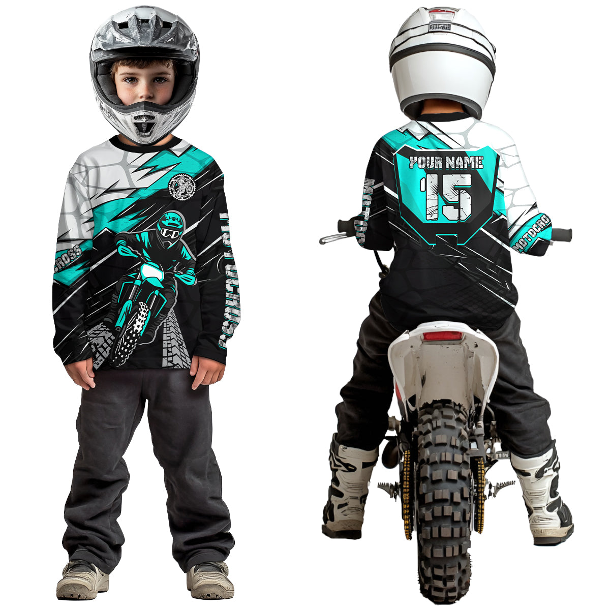 Turquoise Motocross Jersey Custom Dirt Bike Shirts for Men Kid Women Motorcycle Shirt XM488