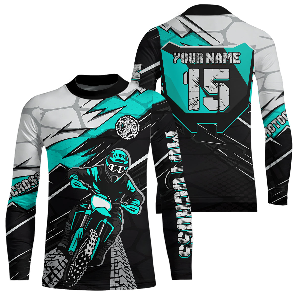 Turquoise Motocross Jersey Custom Dirt Bike Shirts for Men Kid Women Motorcycle Shirt XM488