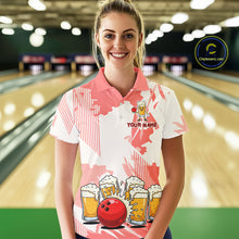 Load image into Gallery viewer, Beer Bowling Shirts Coral Pink for Team Women Men Custom Bowling Polo &amp; 1/4 Zip Shirt MBL245