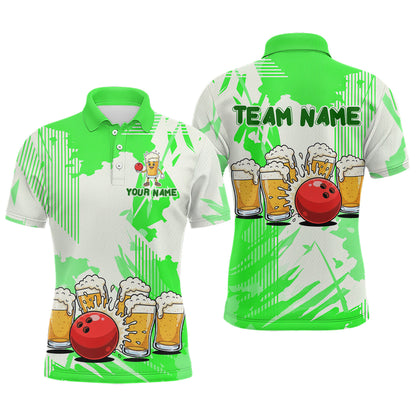 Beer Bowling Shirts Green for Team Women Men Custom Bowling Polo & 1/4 Zip Shirt MBL245