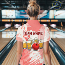 Load image into Gallery viewer, Beer Bowling Shirts Coral Pink for Team Women Men Custom Bowling Polo &amp; 1/4 Zip Shirt MBL245