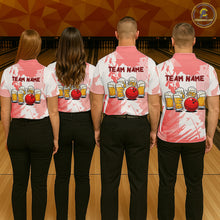 Load image into Gallery viewer, Beer Bowling Shirts Coral Pink for Team Women Men Custom Bowling Polo &amp; 1/4 Zip Shirt MBL245