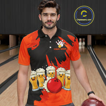 Load image into Gallery viewer, Funny Beer Bowling Shirts Orange for Women Men Team Bowling Polo &amp; 1/4 Zip Shirts MBL251