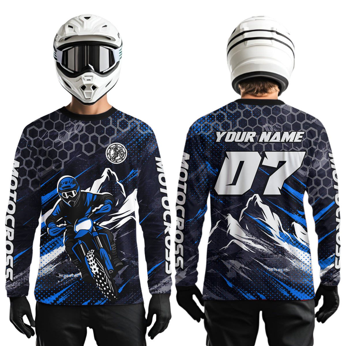 Blue Motocross Racing Jersey for Kids Women Men Dirt Bike Shirts Motorcycle Riding Shirt XM493
