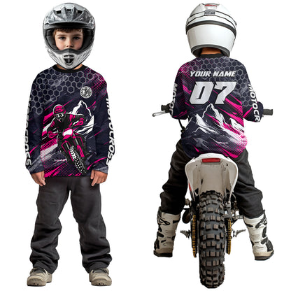 Pink Motocross Racing Jersey for Kids Women Men Dirt Bike Shirts Motorcycle Riding Shirt XM493