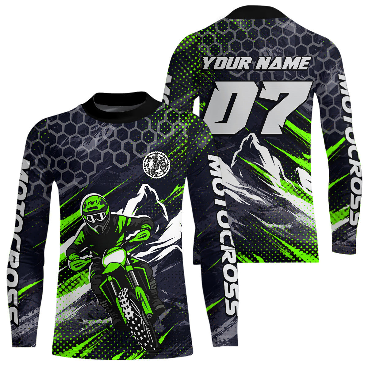 Green Motocross Racing Jersey for Kids Women Men Dirt Bike Shirts Motorcycle Riding Shirt XM493