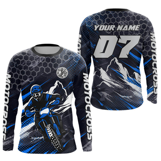 Blue Motocross Racing Jersey for Kids Women Men Dirt Bike Shirts Motorcycle Riding Shirt XM493