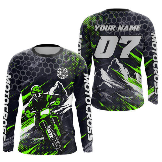 Green Motocross Racing Jersey for Kids Women Men Dirt Bike Shirts Motorcycle Riding Shirt XM493