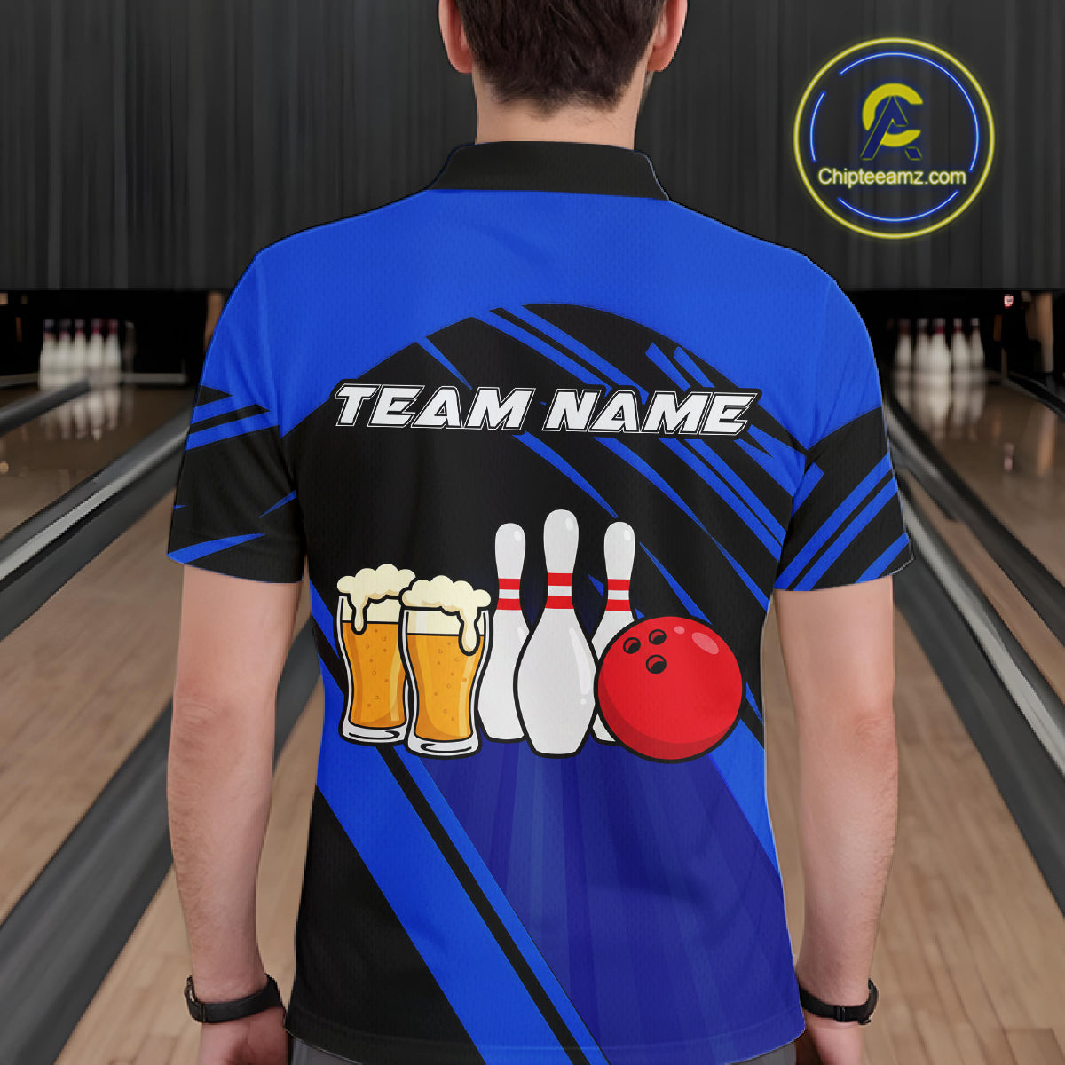 Funny Beer Bowling Shirts Blue Bowling Jersey for Team Women Men Bowl League MBL261