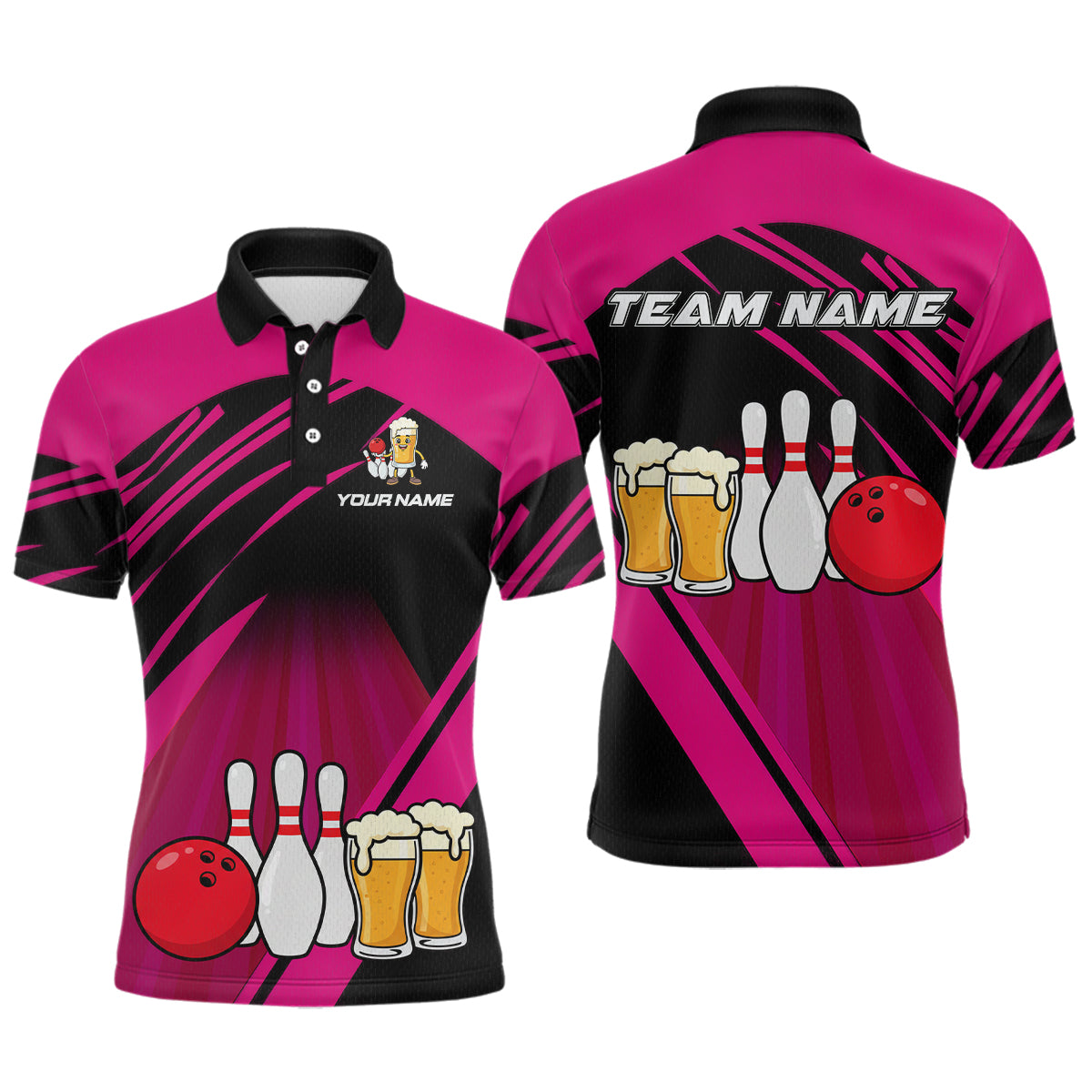 Funny Beer Bowling Shirts Pink Bowling Jersey for Team Women Men Bowl League MBL261